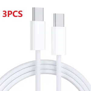 3PCS Byybuo 60W Fast Charger Cable, Type C/USB A Dual Ports Adapter, 3.28FT portable charger Flat Braided Charger Cord for iPhone 17/16/15/14/13/12Pro Max/iPad/Airpods/Samsung Series Phone Accessories Protection Cellphone