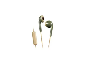 JVC Retro Wired earbuds with built-in microphone and one-button remote (HA-F19M), Green