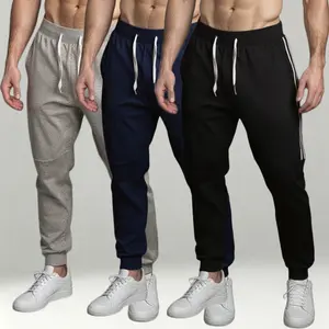 3-Pack Men’s Quick-Dry Jogger Pants, Drawstring Waist, Elastic Cuffs, Athletic Track Pants for Gym