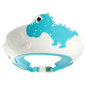 An  Cap Shield, Shower Cap for Kids, Visor Hat for Eye and Ear Protection for 0-9 Years Old Children,Cute Dinosaur/Crocodile/Hippo shape Makes the Baby Bath More Fun (Dinosaur, Blue)