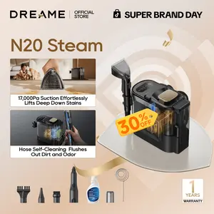 【New Arrival】DREAME N20 Steam Portable Carpet Cleaner with Steam & Hot Water Wash, Upholstery Cleaner Machine with Auto-Mix Solution, 17Kpa Powerful Suction, Spot Cleaner for Carpet, Couch, Furniture, Pets, Cars