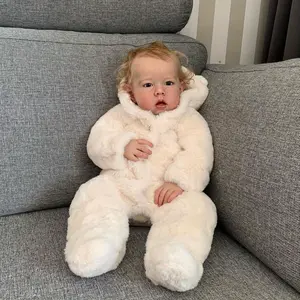 GUESSBELLY 55cm Reborn Baby Doll Soft Vinyl with 3D-paint Skin Hand Paints 22inch Cloth Body Realistic Blonde Toddler Newborn Bebe Boy Dolls Art Toy Birthday Gift