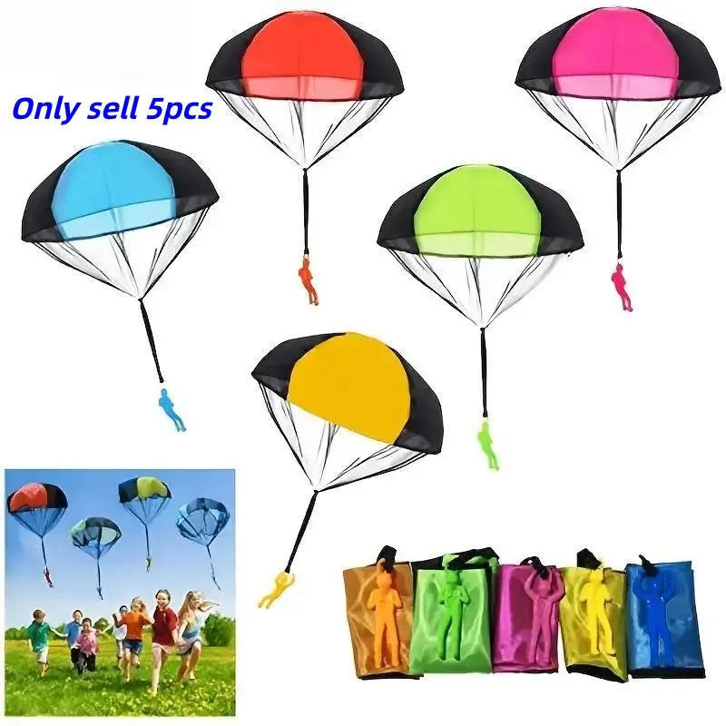 5-Pack Mini Parachute Toys, Multi-Color Plastic Umbrellas, Portable Aerobic Games, Sports Day, Outdoor Team Building, Full Body Exercise Gear