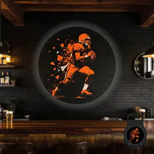 2D Flat, 1 pc, Vintage Orange Football Player Pattern, Portable LED Pattern Projector Light, USB Interface, 360° Rotation, Suitable for Sports Events & Retro Decor, Ideal for Game Room & Bedroom, A Perfect Gift for Retro Sports Fans & Football Enthusiasts
