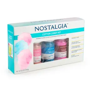 212 MAIN Reusable Cotton Candy Sugar Floss Kit - FSCC8, 7oz Pink Vanilla, Blue Raspberry & Strawberry Flossing Sugars, Reusable Cones, Twist Ties, Ideal for Making Candies & Sweet Snacks