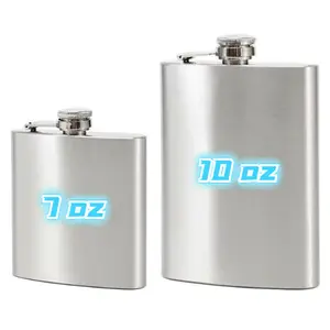 7 10 oz Liquor Stainless Steel Pocket Hip Flask Screw Cap Alcohol Whiskey Bottle Drinkware Vodka