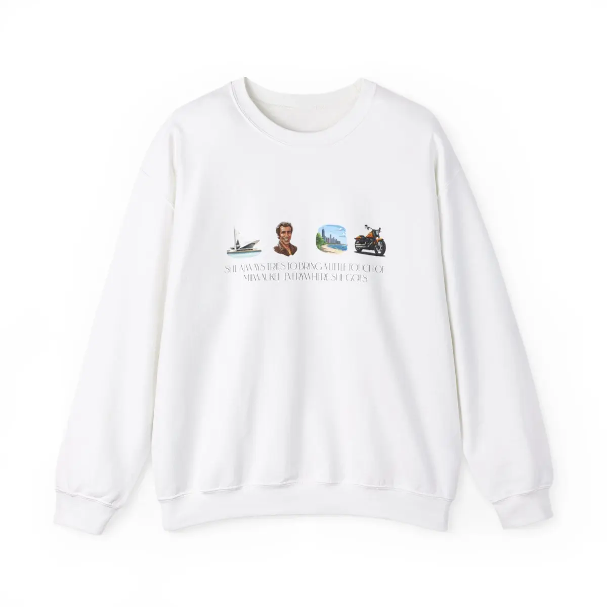 Women's "Milwaukee Everywhere She Goes" Collection & Letter Print Crewneck Long Sleeve Sweatshirt, Back To School Outfits, Lady Casual Soft Comfort Fashion Round Neck Pullover for Fall & Winter, Summer Outfits 2024, Tops Clothes for Daily Wear