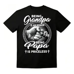 Retro Grandpa Papa Fist Bump Family Love Gift For Granddad Casual Short Sleeve Tee