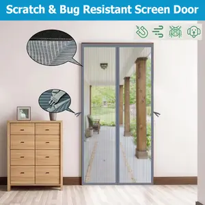Large Sizes Fiberglass Magnetic Screen Door - No-Drill Installation, Scratch & Bug Resistant, Self-Adhesive Mosquito Barrier for Home, Kitchen, Garage, or Pet Area - Privacy Screen with a Pair of Storage Buckles