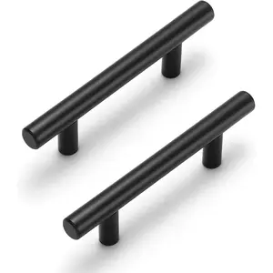 30 Pack Cabinet Handles Matte Black Cabinet Pulls with 3 Inch Hole Center, Stainless Steel Kitchen Cabinet Handles Black Kitchen Handles for Cabinets and Drawers, 76mm Hole Centers