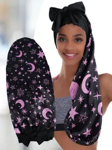 Women's Bowknot Long Sleep Cap, Sleeping Bonnet, Hair Protection Soft Comfortable Nightcap, Christmas Gift Holiday Present, Student Sleep Hat