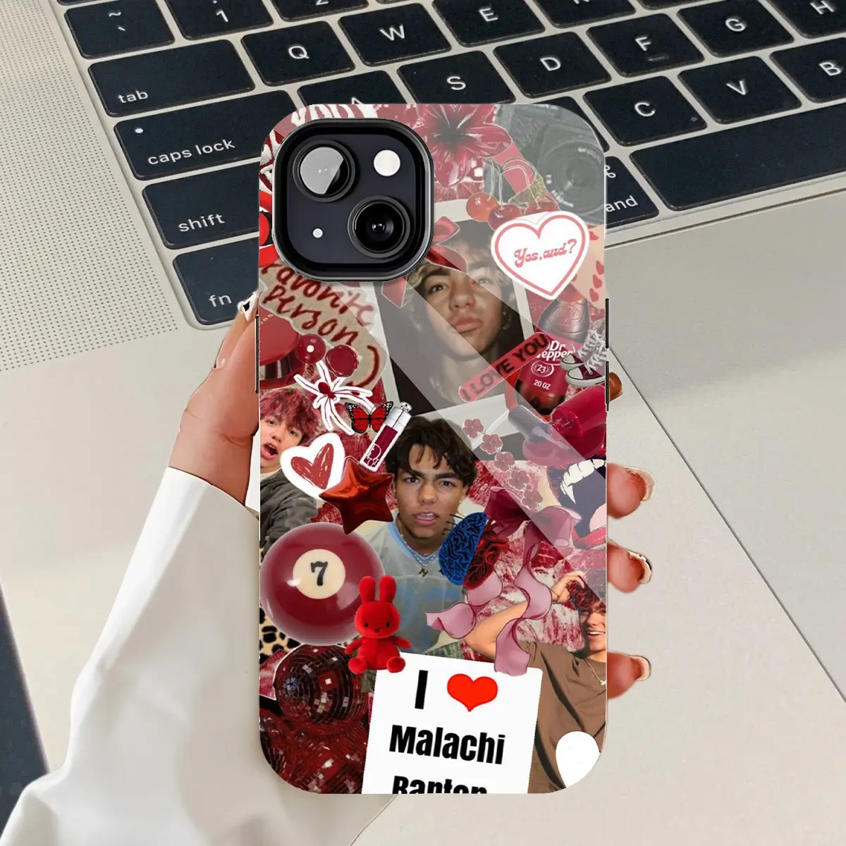 Malachi Barton Personalized Collage Art Vibrant Red Mobile iPhone Case for iPhone 17. PBT+TPU shockproof double - layer phone case for iPhone 17/16/15/14/13/12/11 Pro Max/Plus