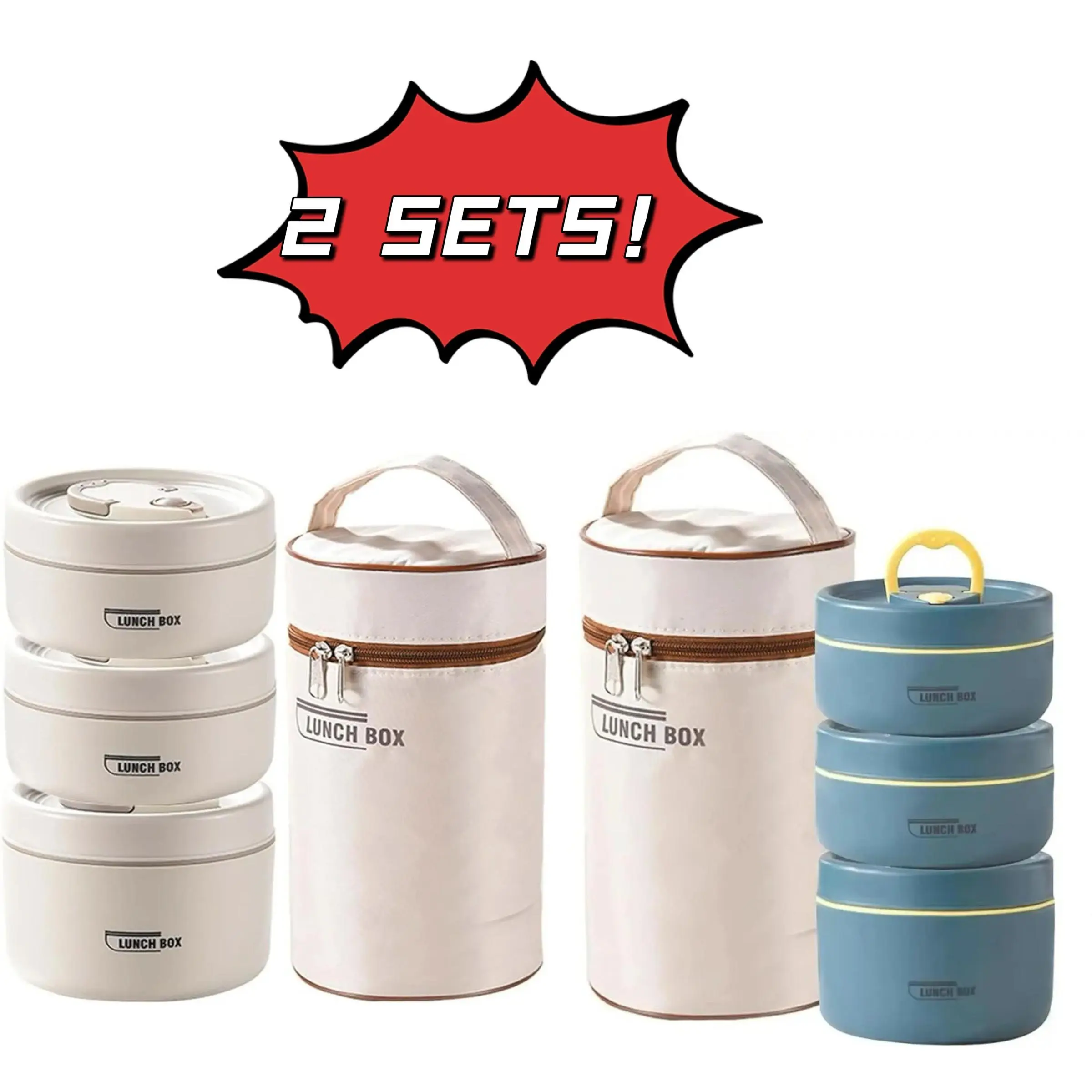 Beige*1 Set & Blue*1 Set/Stainless Steel Liner