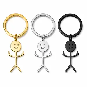 Stainless Steel Cartoon Figure Keychain for Men Women, Cute Metal Key Ring Bag Pendant