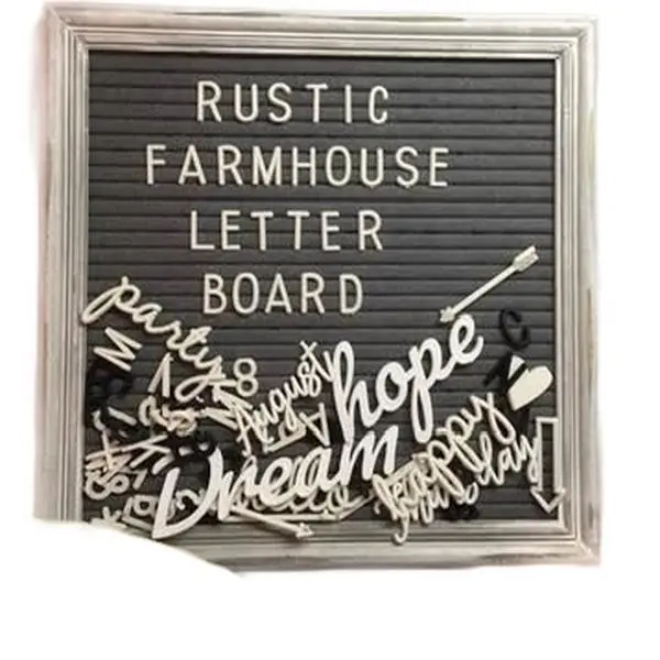 Rustic Farmhouse Letter Board Gray Felt 10x10 with 500+ Letters & Numbers for Wall Display & Education, events , home decor, etc .