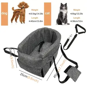 Pet Console Car Seat Booster Seat For Small Dogs Cats Anti Anxiety Travel Carrier Bag With Safety Tether Washable Portable Armrest Box For Most Vehicles Car travel