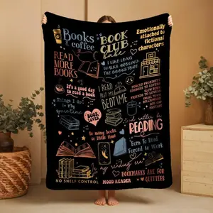 Book Lovers Reading Blanket Ultra Soft Flannel Cozy Warm Bedroom Couch Sofa Living Room Office Throw Decor Birthday Gift Christmas Gift for Girls Women Teens Men Readers Cozy Bookworm Style