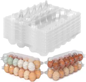 40-Pack Plastic Egg Cartons, 12-Count 2x6 Grid Design – Perfect for Family Use, Farms, Markets, and Egg Display (Large Size)