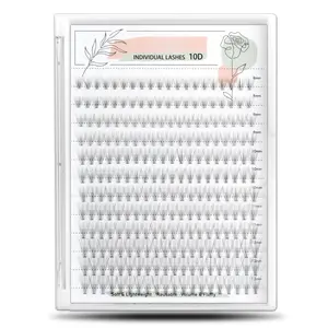 Individual Lashes, Lash Clusters, 240 count 10D Individual Lash Extensions,  Soft Lightweight , Thickness 0.07mm C Curl False Eyelashes 8/9/10/11/12mm (10D 8-12mm)