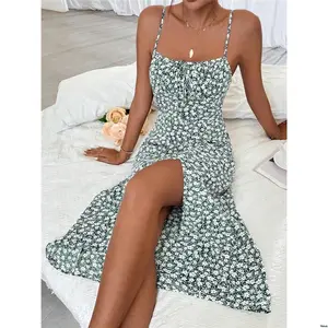 Dress Cami Split Floral Ditsy Breezaya Print Thigh Maxi Women Outfit