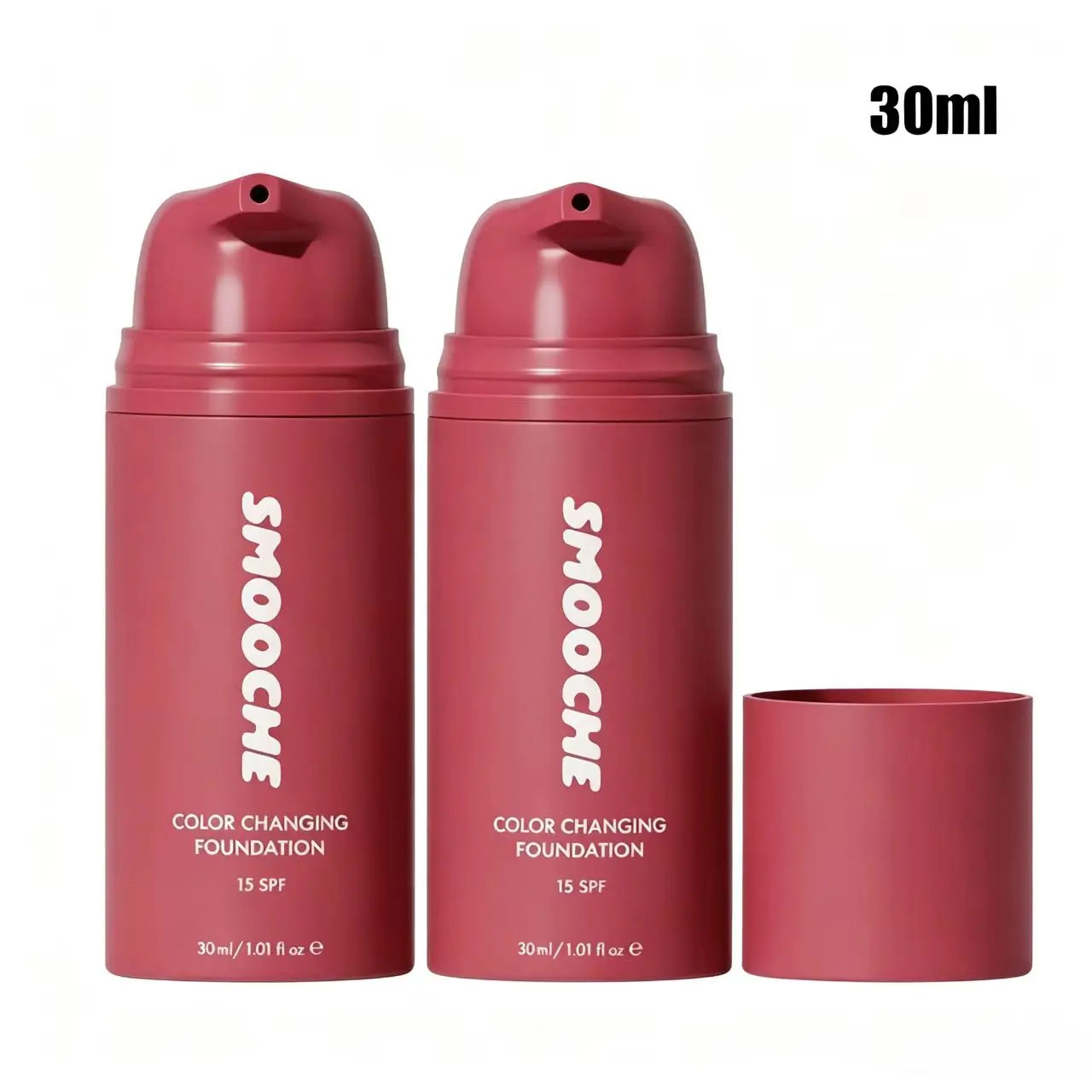 Women's 2pcs Smooche Color Changing Makeup Foundation - Skin Tone Adapting Liquid Foundation, Self-Adjusting Natural Finish, Blurs Imperfections & Fine Lines, SPF 15, All Skin Types, 1.01 Fl Oz