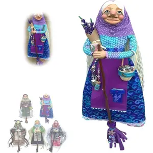 Handmade Kitchen Witch Doll, Good Luck Cooking Dolls Hanging Ornament, Unique Home Decor Figure on Broomsticks for Cooks, Festive Lucks Charm Decoration for Culinary Enthusiasts(C)