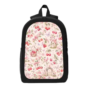 Cherry Print Pattern Backpack Lightweight Casual Backpack with Zip Closure Adjustable Straps, Applicable to for Women and Men