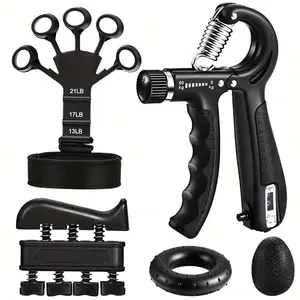 Pro Grip Trainer 4-Pack Adjustable Resistance 10-130 lbs Gym Muscle Builder Weak Grip Fix in 2 Weeks Office Gym Carpal Tunnel Relief Forearm Exerciser with Finger Exerciser and Forearm Workout Ring