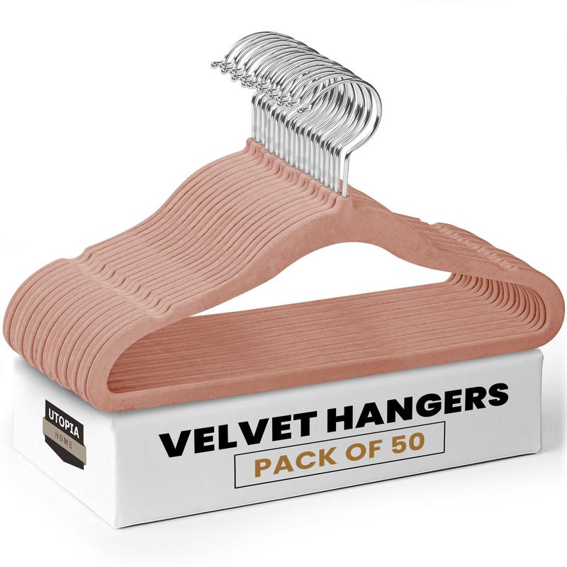 Utopia Home Velvet Hangers 50 & 100 Pack - Premium Non-Slip Clothes Hangers - Black, 360° Rotating Hook, Heavy Duty for Coats, Jackets & Dresses Hanging Sturdy
