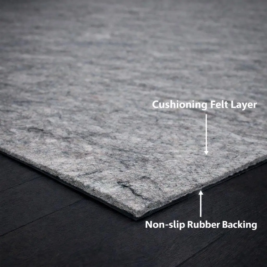 Custom cut Premium Durable Soft RugPad – Non-Slip backing, Cushioned & Floor Safe. Felt and Natural Rubber Rug Pad-Keep your rugs perfectly in place