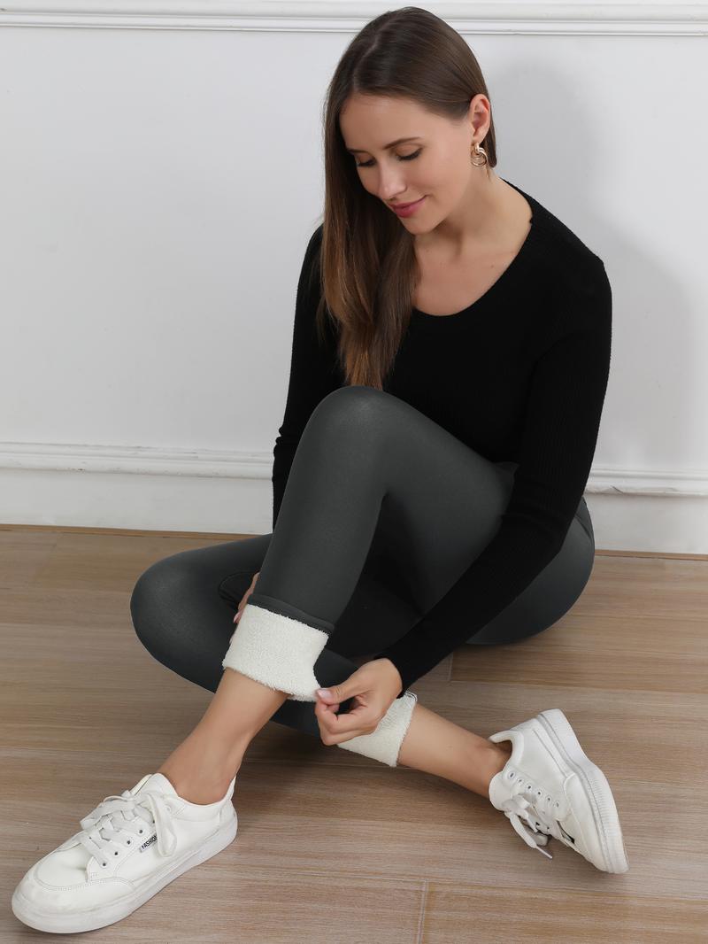 CHRLEISURE 3PCS Winter Warm Fleece Lined Leggings High Waist Women Workout Wear for Yoga Riding Casual Wear in Red Black & Gray