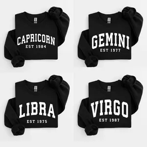 CUSTOM Zodiac Astrology Sweatshirt Black, Custom Horoscope Sweatshirt, Custom Zodiac Birthday Gift, Trendy Sweatshirts, Cute Gift Shirt for Her