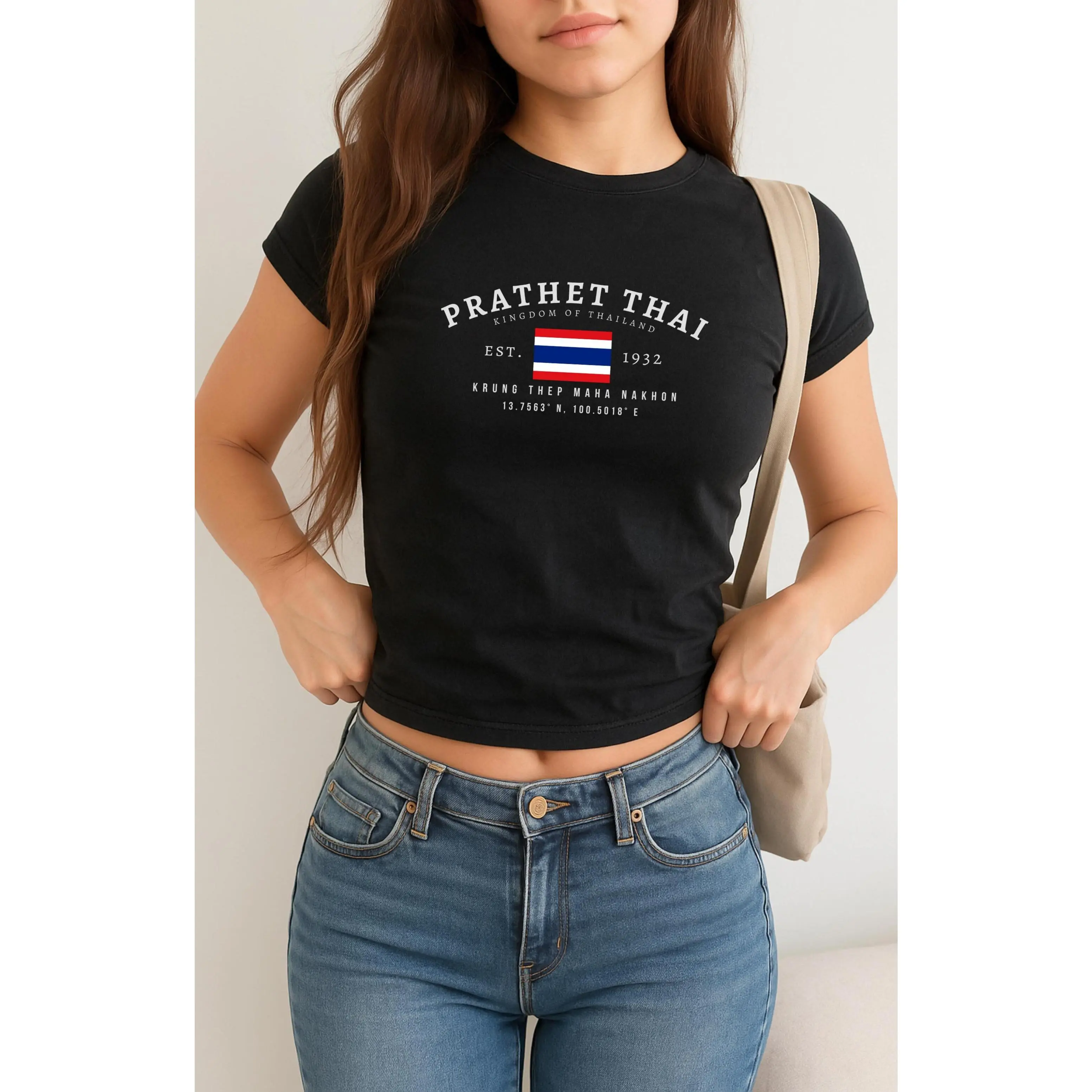 Thailand Baby Tee, Prathet Thai Y2K , Vintage Bangkok Flag Shirt, Southeast Asian Aesthetic Tee, Thai Pride Baby tee for Women