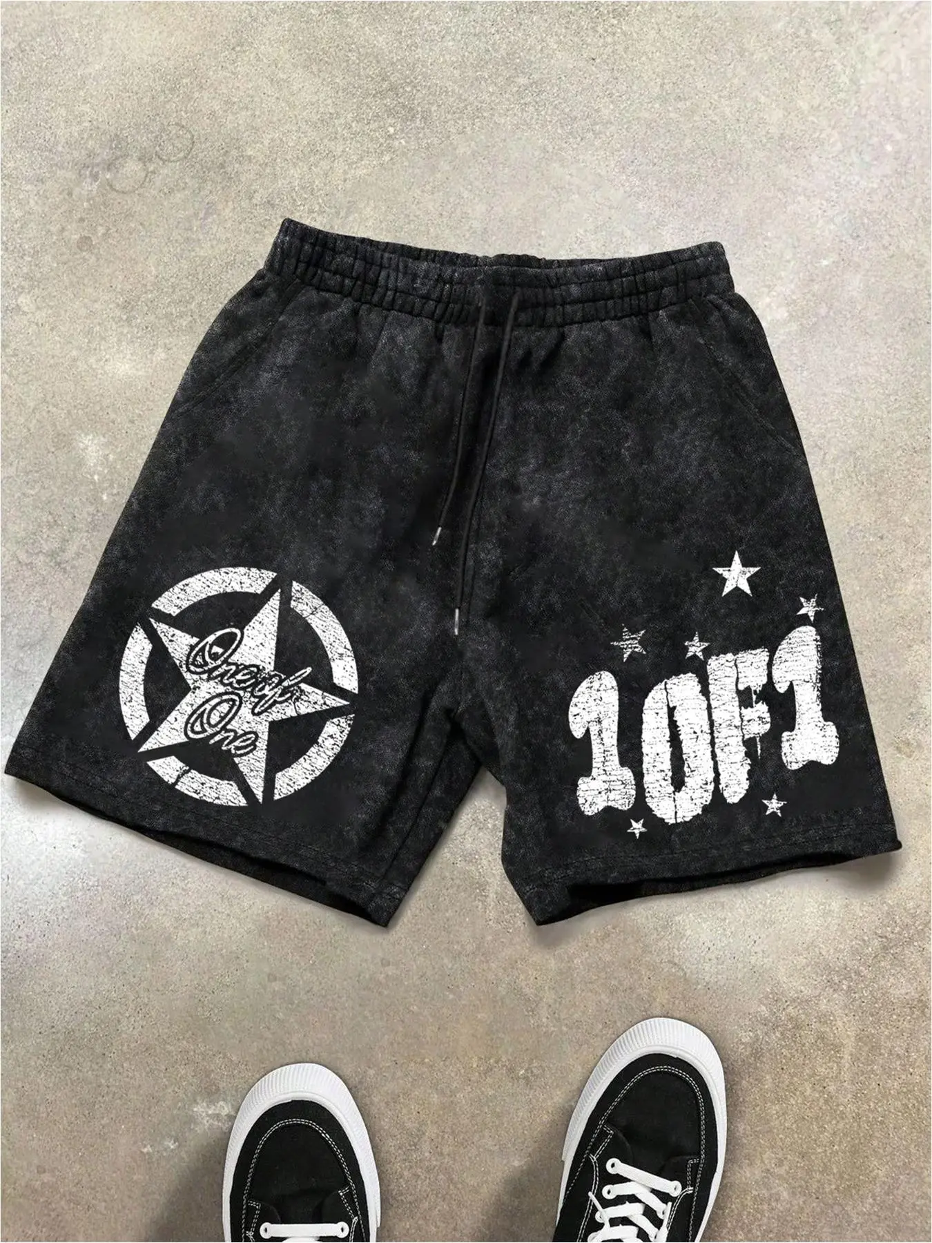 Men's Star & Letter Print Drawstring Waist Shorts, Regular Fit Casual Comfy Shorts for Summer, Men's Bottoms for Daily Wear, Logo Shorts, Graphic Print Shorts, Summertime Shorts