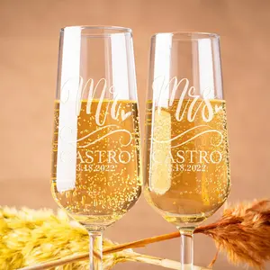 Personalized Mr & Mrs Champagne Flutes - Custom Wedding Favors