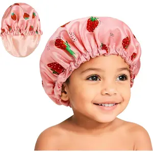 Adjustable Satin  Bonnet Silk  Sleep Cap Protects Curly Hair & Breakage  Hat for Girls Boys