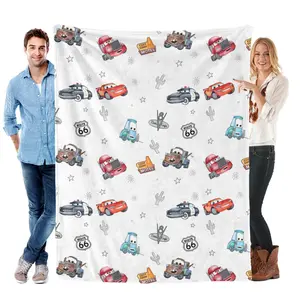 Disney Cars Super Soft Fleece Blanket - Watercolor Lightning McQueen Boys Room Decor Bedding
