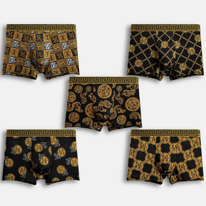 [5pcs / Pack]Fashionable underwear print Boxer Brief, MensUnderwear Shorts for Daily Wear,Summer Wear2025 stretchy men, Big Stretch Breathable Menswea