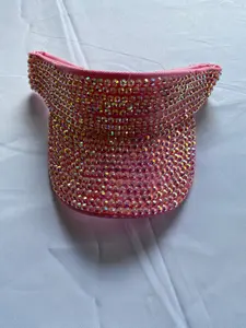 Custom Women Full Rhinestone Bling Diamond Sun Visor Hat