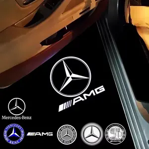 2Pcs Car Door HD LED Lamp Projector Welcome Step Up Puddle Light For Mercedes Benz LED Car Lights