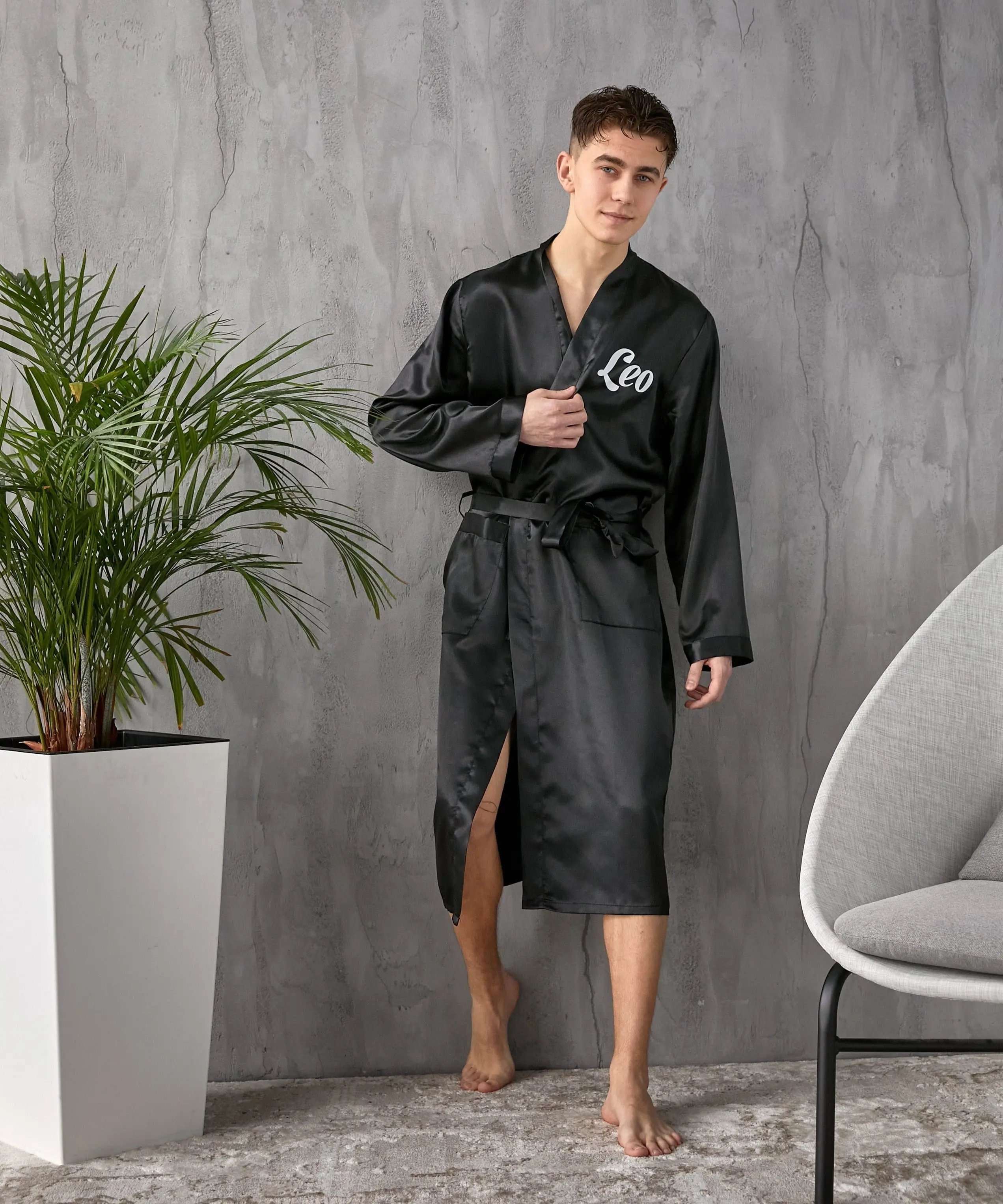 Custom Men's Satin Robe Custom Men's Satin Robe