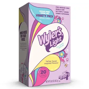 Wyler’s Light Singles To Go Water Flavor Powder Variety Pack 20 Count, Fun Dessert Candy Inspired Flavors, Sugar Free Caffeine Free Drink Mix Packets for On-The-Go Hydration