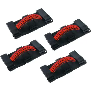 4 x Roll Bar Grab Handles Grip Handle for Jeep Wrangler CJ YJ TJ JK JKU JL JLU & Gladiator JT 1955-2023, Interior Accessories, Black & Red