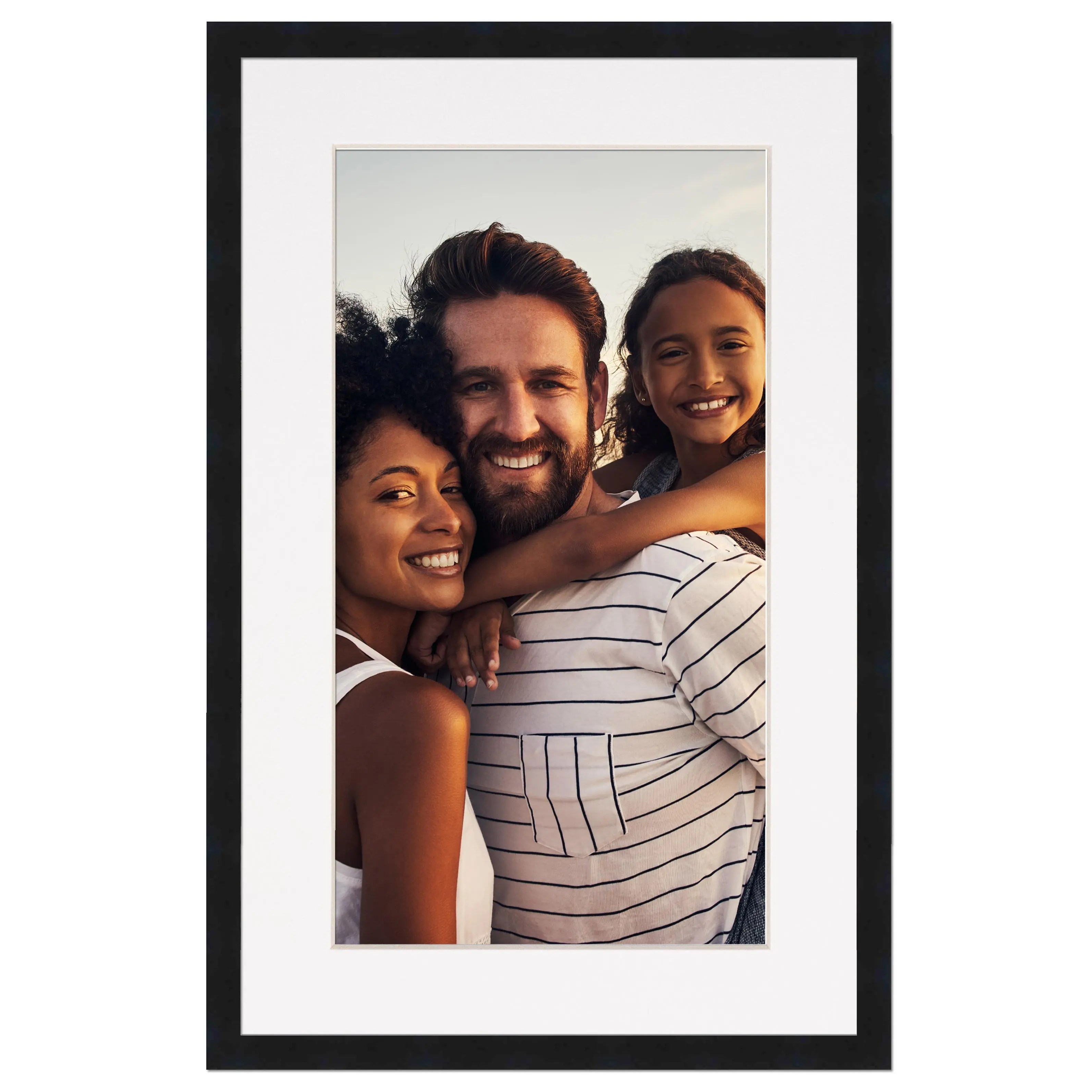 12x17 Frame with Mat - Black 14x19 Frame Wood Made to Display Print or Poster Measuring 12 x 17 Inches with White Photo Mat