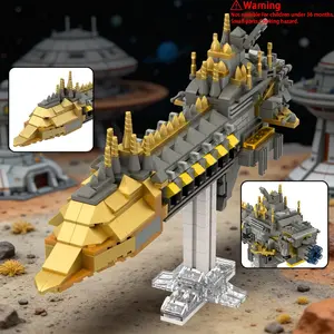 Popular Sci-Fi Interstellar Fleet Flagship Building Blocks Set,Military Space Warship Model with Transparent Display Stand,STEM Building Toy for Sci-Fi Fans Collectors&Desktop Decor Gift,Interlocking Building Block