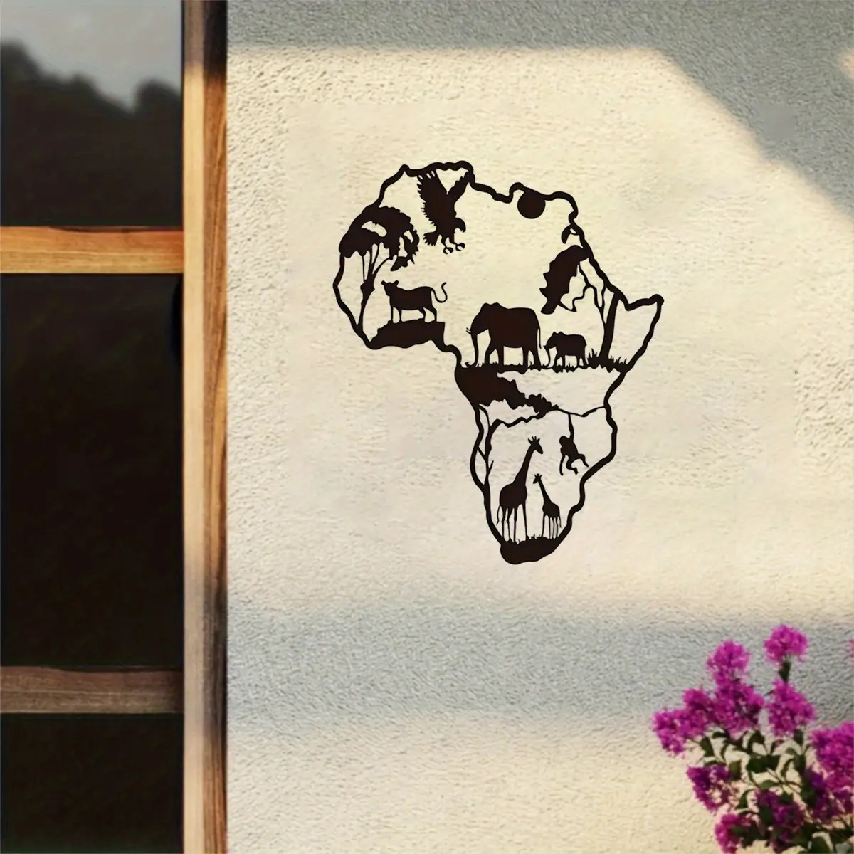 African Map with Animals Pattern Wall Decor, Metal Wall Art, Wall Hanging Decor for Home Living Room Bedroom, Home Decor, Ornaments