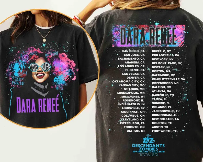 T-shirt Descendants Zombies Worlds Collide Tour 2025 - Noir, Coton, Taille Adulte Unisexe, Neuf Avec étiquettes