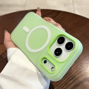 Luxury Candy-Colored 2-In-1 Magnetic Phone Case - Frosted Soft Shell, Shockproof Cover Compatible with iPhone 17 Pro Max, 16, 15, 14, 13, 12, 11 Pro Max Plus, Supports Magnetic Wireless Charging