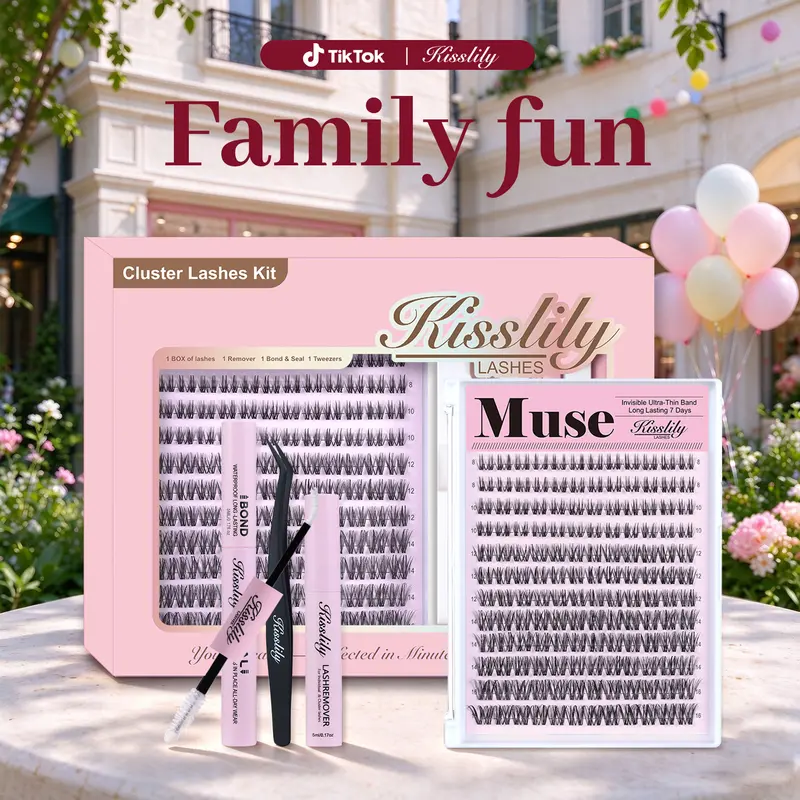 Muse | Kisslily  D Curl False Eyelash Clusters - Invisible Lash Line, Long-Lasting, Waterproof, Super Soft, Beginner-Friendly DIY Lash Clusters for Natural Daily Flawless Voluminous Look familyfun