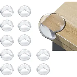 Corner Protector, Baby Proof Furniture Corner Guards, Safety Bumpers & Cushion to Cover Sharp Furniture & Table Edges,Clear and Transparent,Pre-Taped (12 Count Round-Shape(Park of 1))
